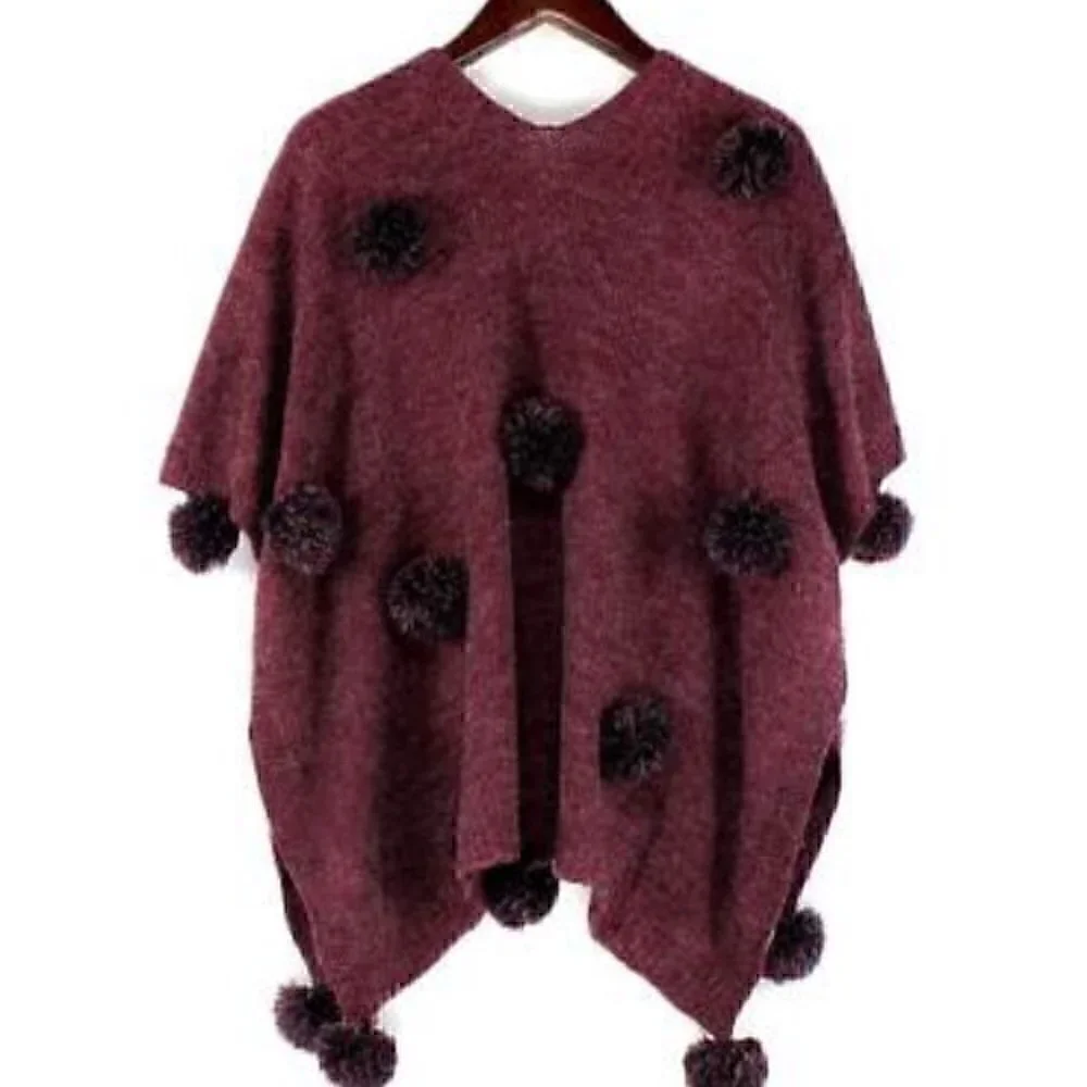 BURGUNDY POM POM WRAP